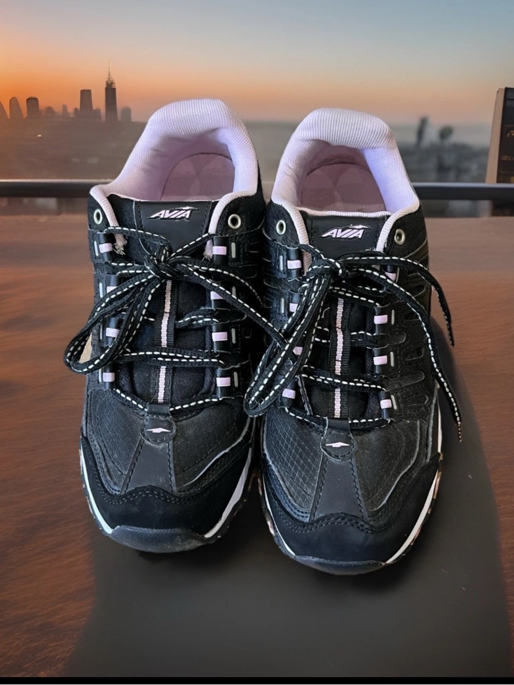 Avia Black Sneakers with Light Pink Accents Size 7.5